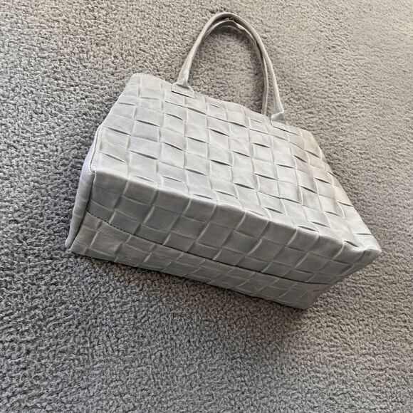 Jijou Capri Leather Hand Bag Tote Bag Gray Hand Italy Made Work Office Everyday - Picture 4 of 11